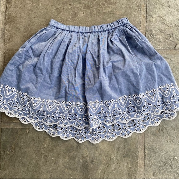 Gap Girl’s Kids Chambray Eyelet Flippy Skirt Size M Lined Elastic Waist Spring - Picture 5 of 5